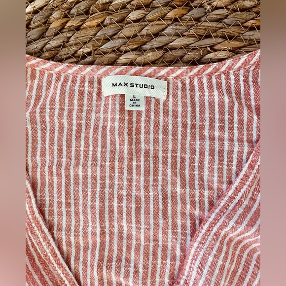 Max Studio  striped, tiered mini dress sz L - Picture 2 of 5